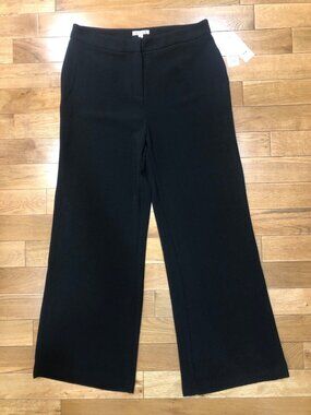 NWT Nanette Lepore Baez Wide Leg Full-Length Crepe Dress Pants Black Size 14